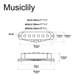 Musiclily Pro ST-60S Staggered Alnico 5 Single Coil Neck Middle Bridge Pickups Set 5.8K for Strat Style Electric Guitar, White