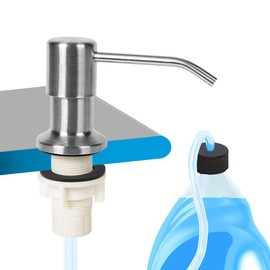 Soap Dispenser for Kitchen Sink, Brushed Nickel Built-In Soap Dispenser, Countertop Soap Dispenser for Sink with 47 Inch Extension Tube Kit, Refill from the Top