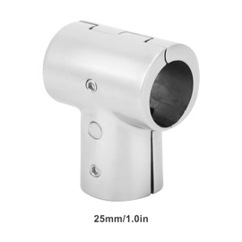 Marine T Piece Split Connector, 22/25 mm Stainless Steel 3-Way Pipe Connection for Boat Handrail, 90 Degree T/T Piece with Hinge/Split Connection (1 inch/25 mm)
