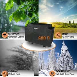 Razor Grill Cover for Pit Boss PB757GD/Blue Rhino Razor 4 Burner - 600D Waterproof UV Resistant with Drawstring, Windproof & Easy Clean Outdoor Protector Black (Medium)