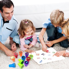 Diompirux 40 Piece Animal Stamp Set, Self-Inking Stamp Set, Children's Stamps, Cute Plastic Toy Stamps for Children, Party Favor, Birthday Gift, Classroom Prizes