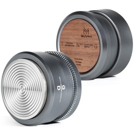 MUVNA 51mm Espresso Palm Tamper - Coffee Hand Tamper with Stainless Steel Ripple Base, Premium Walnut Wood Handle Lid, Slow Rebound Tamper Tool Fits 51mm Breville Bottomless Portafilters, Silver