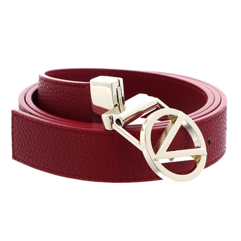 VALENTINO Roof Plaque Buckle Belt W115 Rosso Scuro/Oro - Can