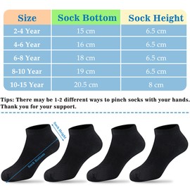 Duufin 20 Pairs Kids Socks 6-8 Years Old Girls Boys Socks Black Kids Athletic Socks Low Cut Kids Ankle Socks Half Cushion Socks for Kids, 6-8X
