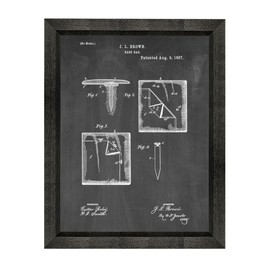 Baseball Bag Patent Art Chalkboard Print in a Beveled Black Wood Frame (5" x 7") M10912