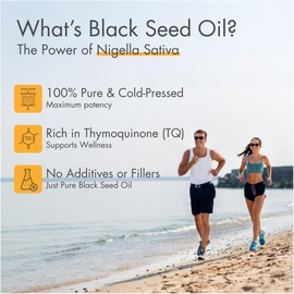 adalin Black Seed Oil Liquid 8.4 fl oz | Nigella Sativa Seed Oil | High Thymoquinone | Cold Pressed | Glass Bottle | Blackseed | Vegan | Gluten Free