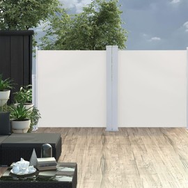 vidaXL Retractable Side Awning - Cream, UV-Proof and Water- Polyester Fabric, Adjustable Width, Ideal for Patio/Garden/Balcony