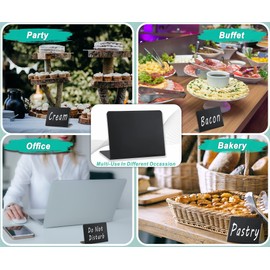 54-Piece Set of Mini Chalkboard Signs for Food: 20 Erasable Chalk Board Table Sign Labels, 2 White Markers, 32 Removable Stickers, Display Stand Tags for Buffet, Party, Wedding, Bakery, Tabletop Menu