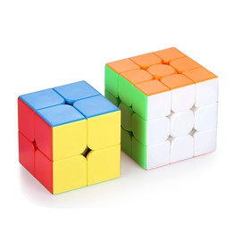 Magic Cube XMD Competition Cube, Set of 2, 2x2, 3x3, Magic, 6-sided Complete Strategy, Pop-Prevention, Brain Training, Educational Toy, Recommended Age: 6 Years Old and Up (Stickerless Competition