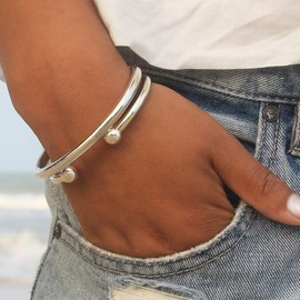 Classic Bangle 925 Sterling Silver Cuff Bracelet for Men Women - Size M L XL, Metal, not known,