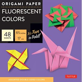Origami Paper - Fluorescent Colors - 6 3/4 - 48 Sheets: Tuttle Origami Paper: Origami Sheets Printed with 6 Different Colors: Instructions for 6 Projects Included