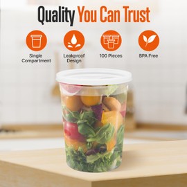 SQUATZ 100 Microwavable Food Container - 32oz Translucent Meal Box Storage with Lids, Ideal for Storing Soups, Condiments, Sauces, Dressing, Salads, Fruit, Baby Food, Healthy Snacks, and Leftovers