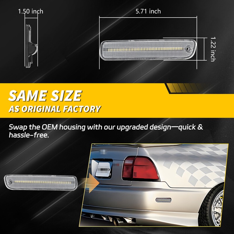 OFFKAT 2X Clear White LED Rear Side Marker Light For