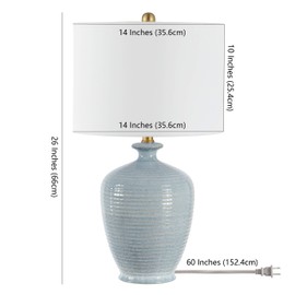 SAFAVIEH Lighting Collection Hanron Modern Blue 26-inch Bedroom Living Room Home Office Desk Nightstand Table Lamp (LED Bulb Included)