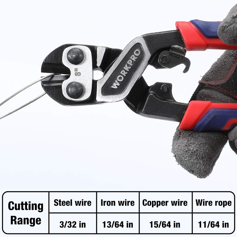 WORKPRO 8" Mini Bolt Cutter, Heavy Duty Wire Cutters with