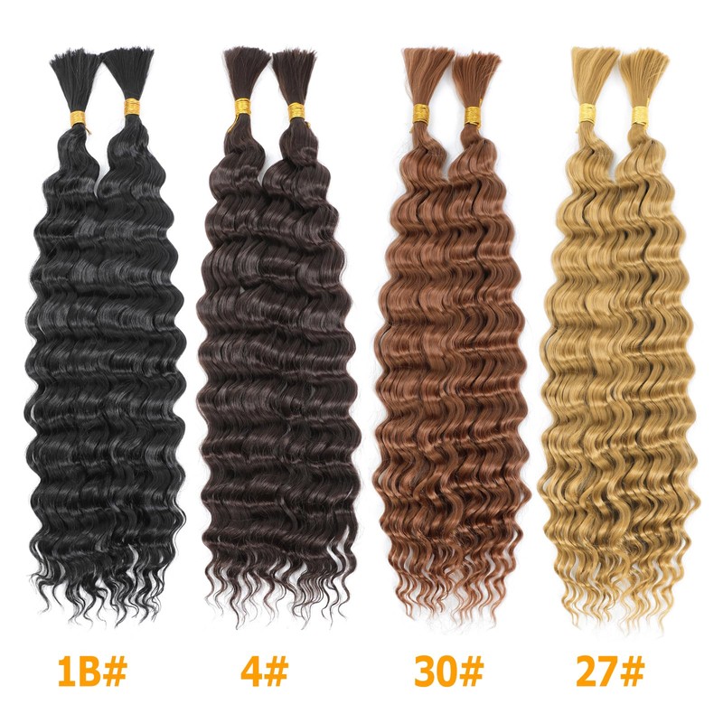 FanLin Deep Wave Bulk Hair for Boho Braids 3Packs 22inch
