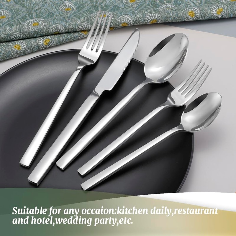 Kelenfer Silverware Set Flatware Set 18/10 Stainless Steel Mirror Polished