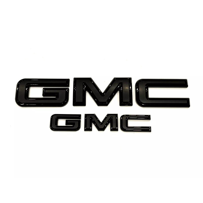 Auto GMC 2PCS Set Front Rear Black Black GMC Emblems