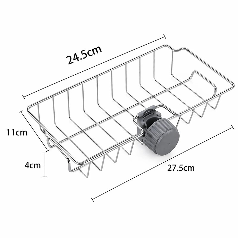 Kitchen Sink Faucet Organizer with Sponge Holder, Drain Rack and