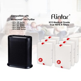 Flintar H13 True HEPA Replacement Filter R, Compatible with Honeywell Air Purifier HPA300, HPA200, HPA 100 and HPA 5000 Series, HRF-R6 (6 HEPA Filters)