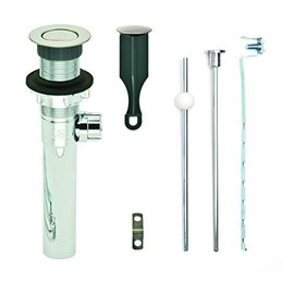 PF WaterWorks PF0730-BN-CH-NO, Chrome Plated ABS Body Bathroom Sink/Lavatory Pop-Up Drain with Ball Lift Rod | Without Overflow | CUPC Listed, Brushed Nickel