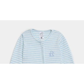 Baby Onesie, 100% Organic Cotton, Double Zipper, Long Sleeves, Mittens, Tag-less, Feet Cover (Blue, 0 (6-12M))