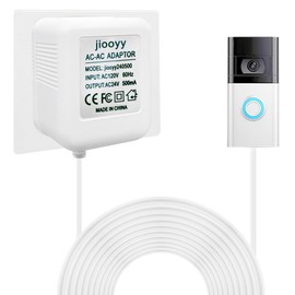 24V 500mA Doorbell Power Adapter - 16.4ft Long C Wire Power Supply, Doorbell Transformer Fits Ring, Nest Hello, Wyze, Eufy Video Doorbells and Sensi,Nest,Honeywell Thermostat(White)