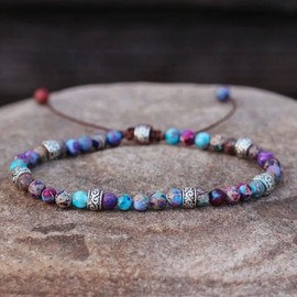Unbranded Galaxy Sea Sediment Jasper Small Dainty Gemstone Beaded Healing Women Bracelet