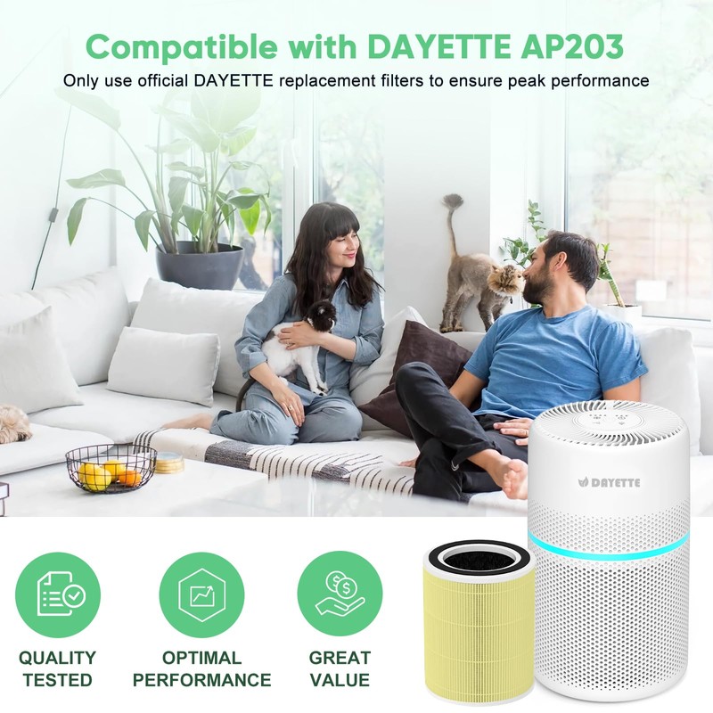 DAYETTE AP203 Replacement H13 HEPA Air Filter Air Purifier AP203,