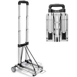 KEDSUM Mini Luggage Cart with Wheels Foldable, Lightweight Trolley Cart with Wheels, Expandable Baseplate Foding Hand Truck, 120 LBS Portable Dolly for Airport, Travel and Moving, 100% Aluminum