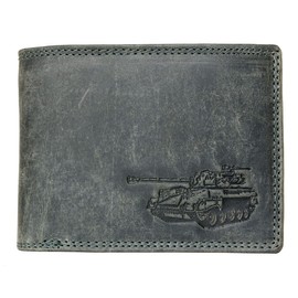 FLW-HL Strong Grey Genuine Leather Wallet with a Tank - RFID