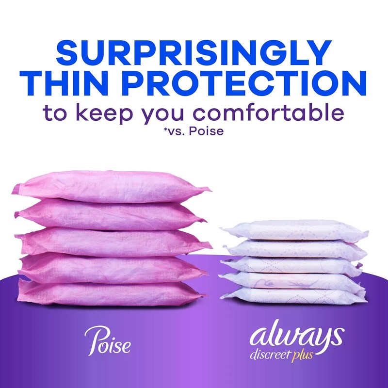 Always Discreet plus Incontinence Pads for Women, Extra Heavy Long,