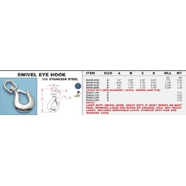 316 Stainless Steel Swivel Eye Hook (CAST) 5" (S0455-0120)