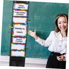jojofuny 1 Set Classroom Behavior Chart Set Pocket Chart for Teachers with Transparent Pockets for Classroom Management Tools Easy to Hang for Monitoring Student