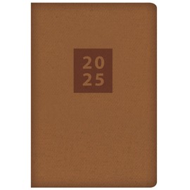 2025 Stylish Brown Textured Fabric Cover Pocket Diary Week to View Planner