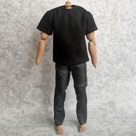 1/6 Custom Scale Clothes T-Shirt + Jean Trousers for 12" Male Action Figure Doll Clothes Toy (Black)