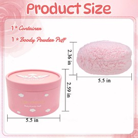Pink Body Powder Container with 5.5" Large Powder Puff - 1 Pack, Gift Set