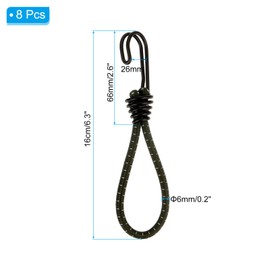 PATIKIL 6 Inch Bungee Cord with Hooks, 8 Pack 16cm Reflective Elastic Rope Heavy Bungee Straps Outdoor Strapping Tape Hook for Camping Hiking Tents Trucks, Green