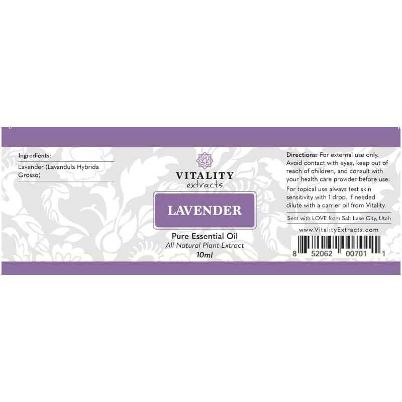Vitality Extracts Lavender Essential Oil - Natural Calm, Stress Relief,