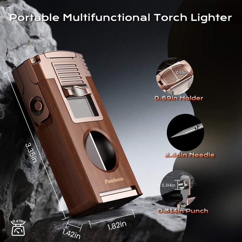 Torch Lighter with Cutter, Punch, Holder, Draw Enhancer Tool, and