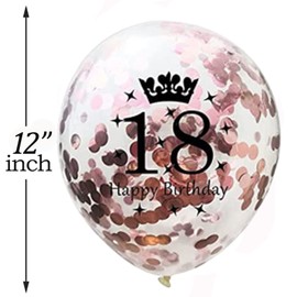 12 inch Happy Birthday Confetti Balloons Premium Quality Age Printed Balloons Birthday Party Decoration Themes Pack of 10 Rose Gold colour 18th Birthday