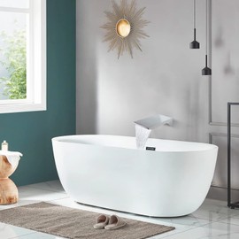 HAMOLER Wall Mount Waterfall Tub Spout High Flow Waterfall Bathtub Spout Roman Bathtub Filler Faucet Spout for Bathroom Vessel Faucet Spout, Chrome