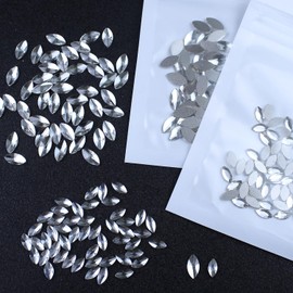 150Pcs Nail Gems, Multi Shapes Crystal White Rhinestones for Nails, Flatback Nail Art Rhinestones, Nail Charms and Diamonds for Nail Art Design Decoration (Marquise)