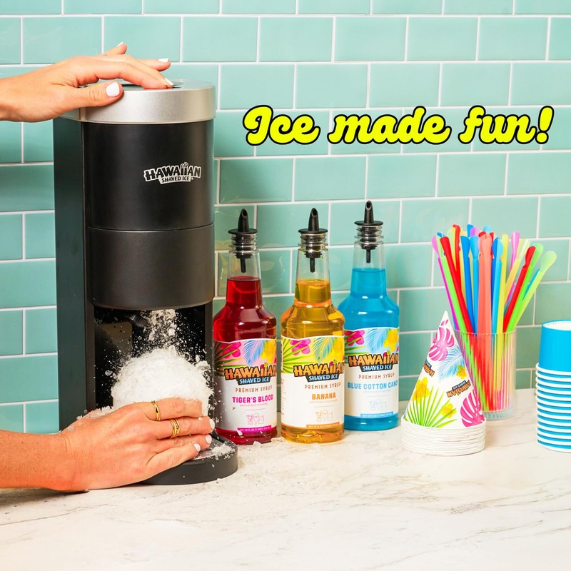 Hawaiian Shaved Ice HomePro Shaved Ice Machine Kit, 3-16oz. Syrup