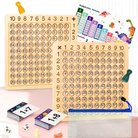 OneNine Wooden Montessori Multiplication & Addition 2 in 1 Maths Board Game, 1x1 Calculation Learning Game Multiplication Board Multiplication Teaching Aid for Early Childhood Education