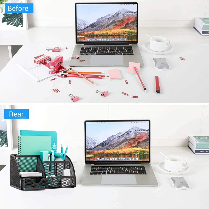 OKPOW Mesh Desk Organizer Desk Tidy Pen Holder 6 Components