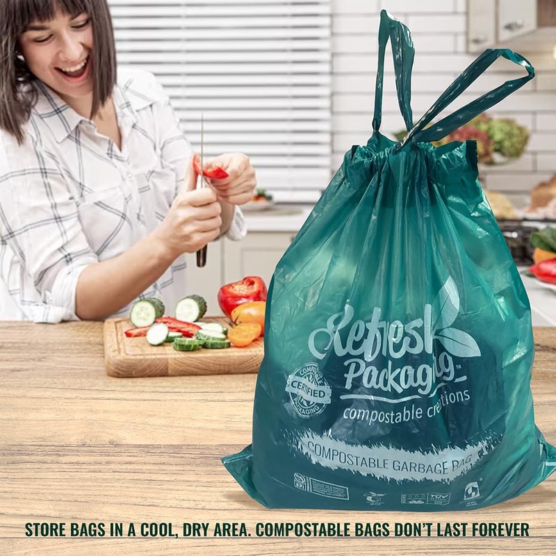 All Purpose Kitchen Trash Bags - 100% Certified Compost Safe