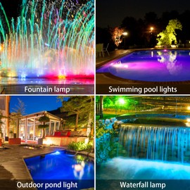 AVEKI Solar Pond Spotlights, 2 in 1 RGB Color Changing Solar Underwater Lights 12 LED Waterproof Submarine Outdoor Landscape Spot Lights for Ganden Patio Pond Waterfall Fountain
