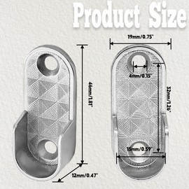 Kyuionty 2 Pack Oval Closet Rod End Supports, Zinc Alloy Wardrobe Bracket Closet Rod Holder Pole Socket Fit for 15x30mm Oval Rods (2 Mounting Hole)
