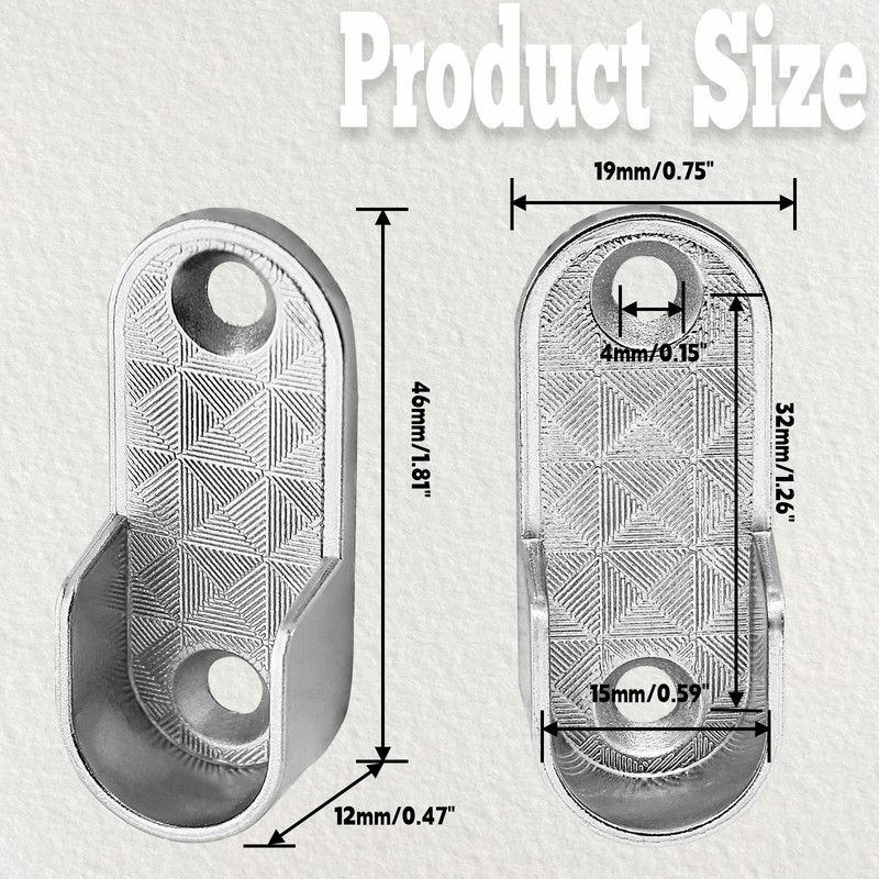 Kyuionty 2 Pack Oval Closet Rod End Supports, Zinc Alloy
